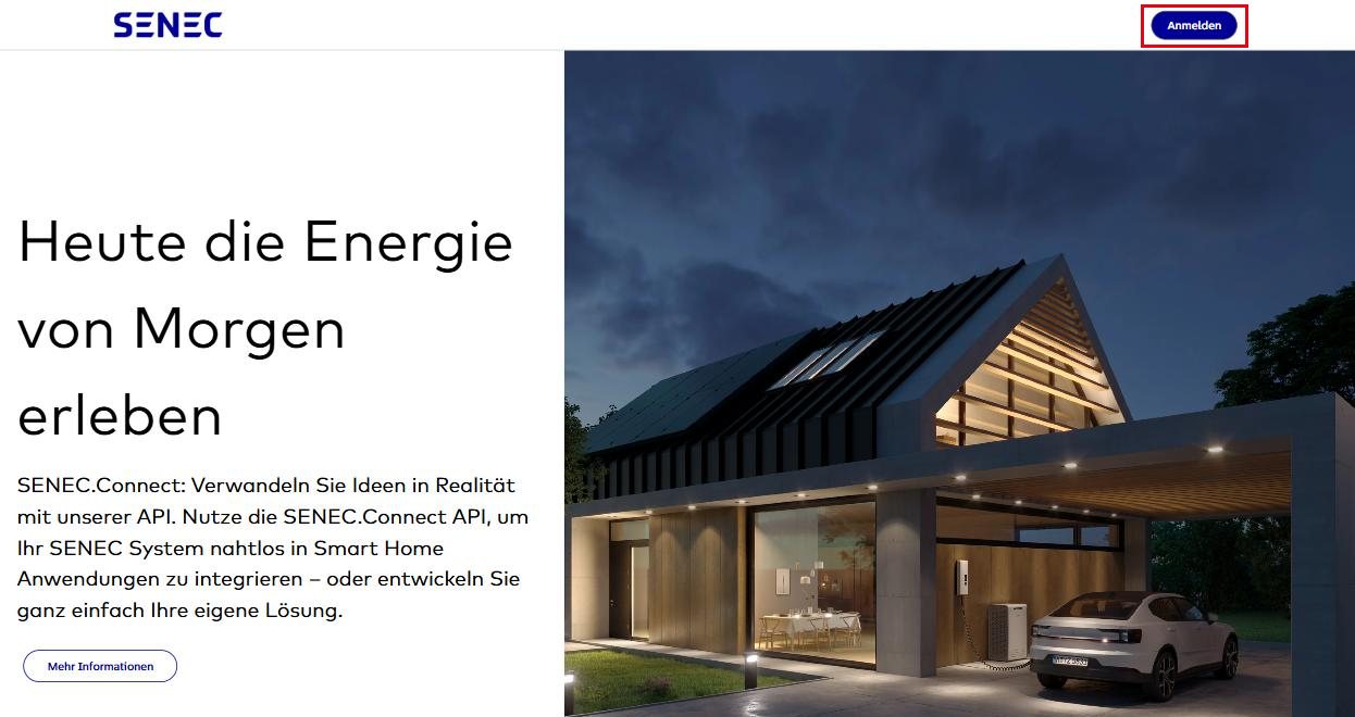 SENEC developer portal: sign in